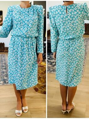 Vintage 80’s Pellini Petites Abstract Floral Midi Dress